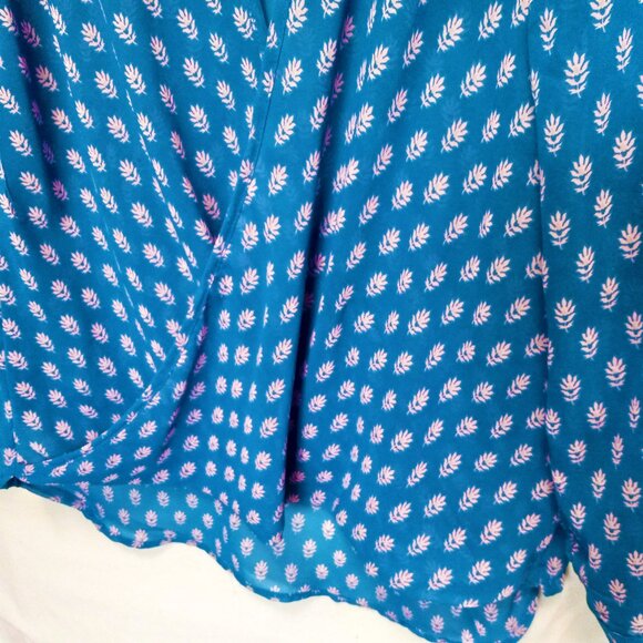 Japna Elegant Sheer Surplice Flowy Top Blouse Teal & Dusty Mauve Size LG - Picture 9 of 13